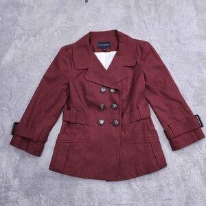 Banana Republic Burgundy Double Breasted Academia School Twee Blazer Shacket 0‎